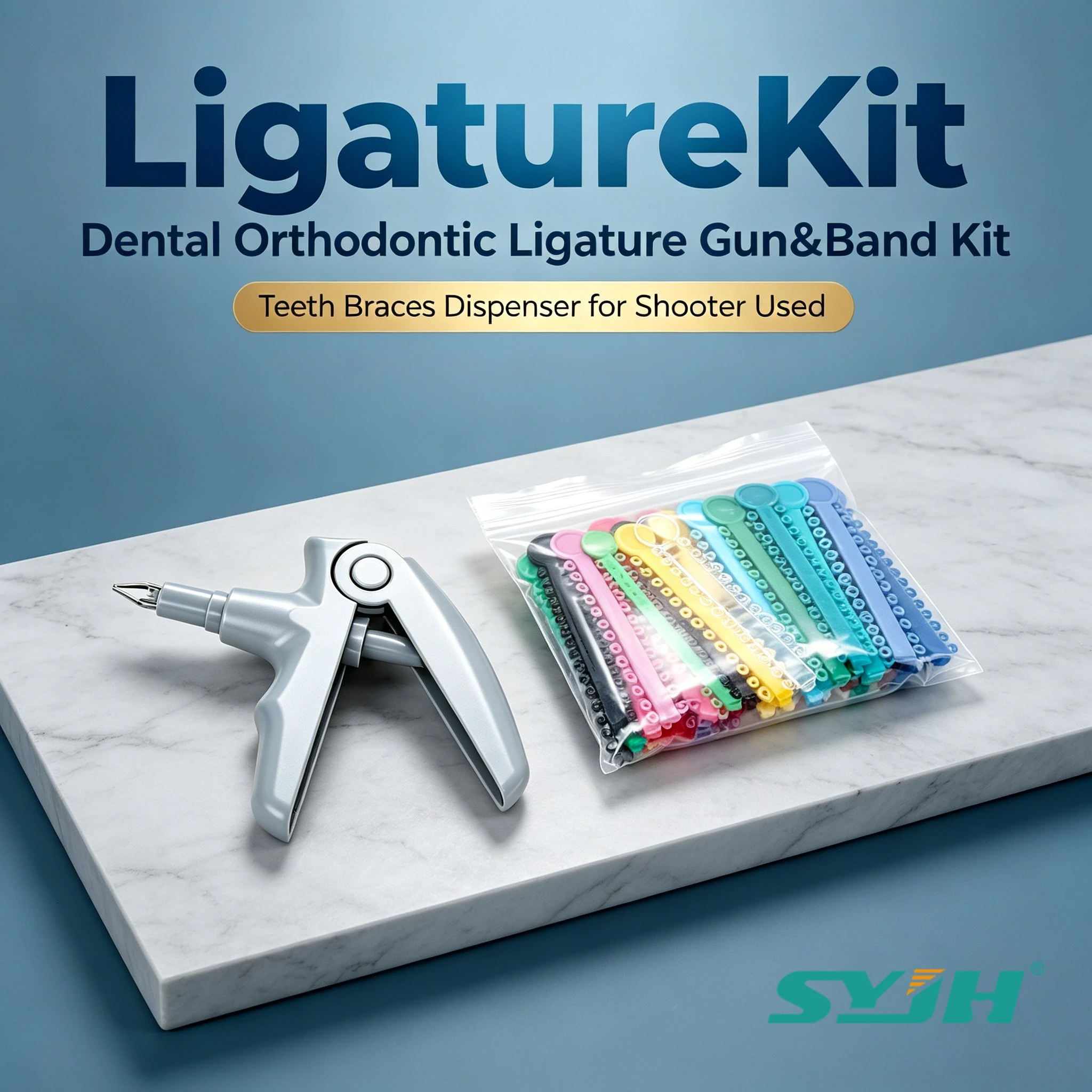 Professional Ligature Tie Gun & Dental Elastic Ligature Ring, Soft Orthodontic Supplies for Teeth Correction Clinic Instruments