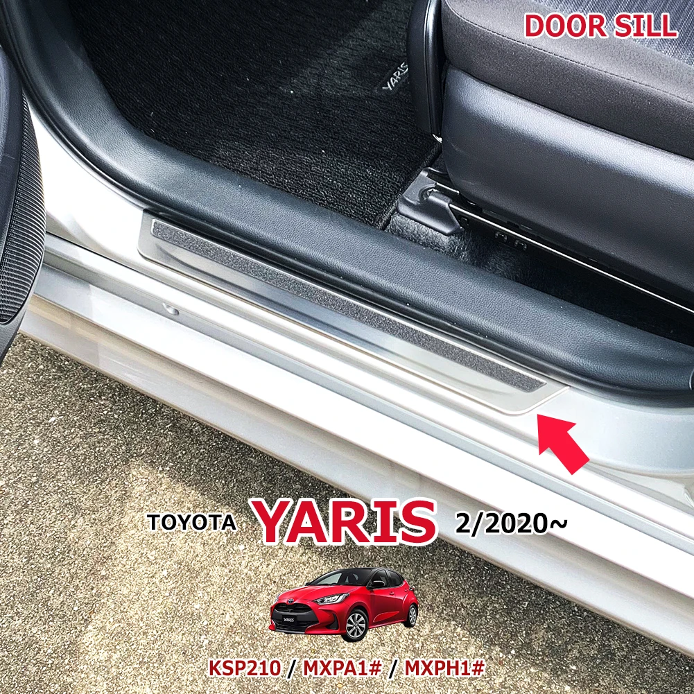 Car Door Sill Protector Door Sill Protector Car Pedal Scuff Plate Guard for TOYOTA YARIS KSP210 MXPA1 MXPH1 2020 Chrome Styling