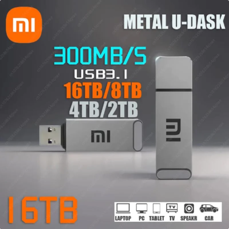 샤오미 3.1 USB 플래시 드라이브, 금속 고속 펜 드라이브, 컴퓨터 저장 장치용, C타입 방수, 2TB, 512GB, 16TB