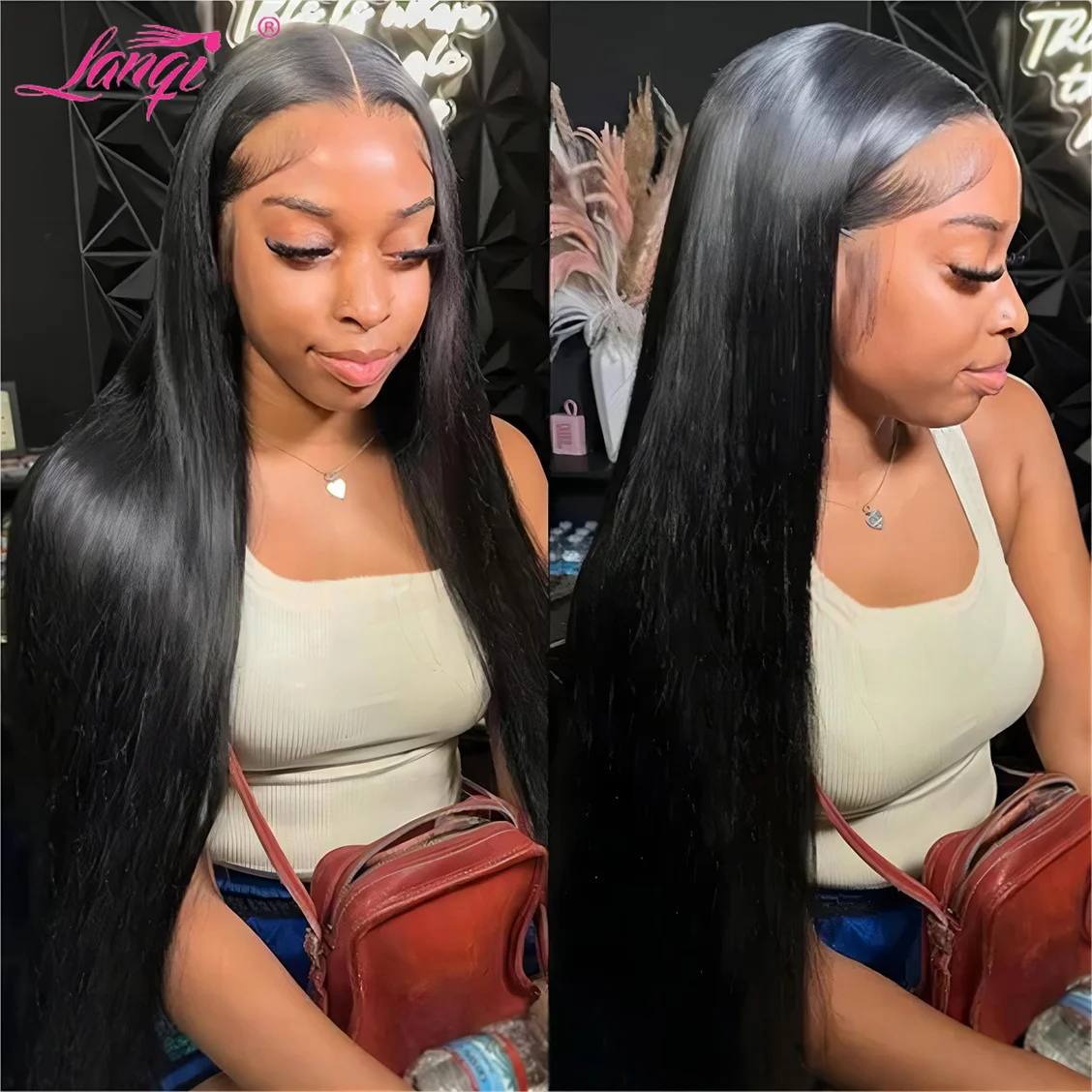 Perruque Lace Front Wig naturelle brésilienne Remy lisse, 13x6, 4x4, 13 tage