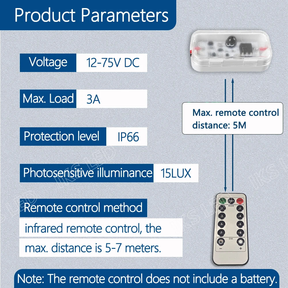 IP66 Waterproof Light Sensor Switch Auto On/Off Photocell Light Control Outdoor Indoor Lighting 12V-75V DC 3A