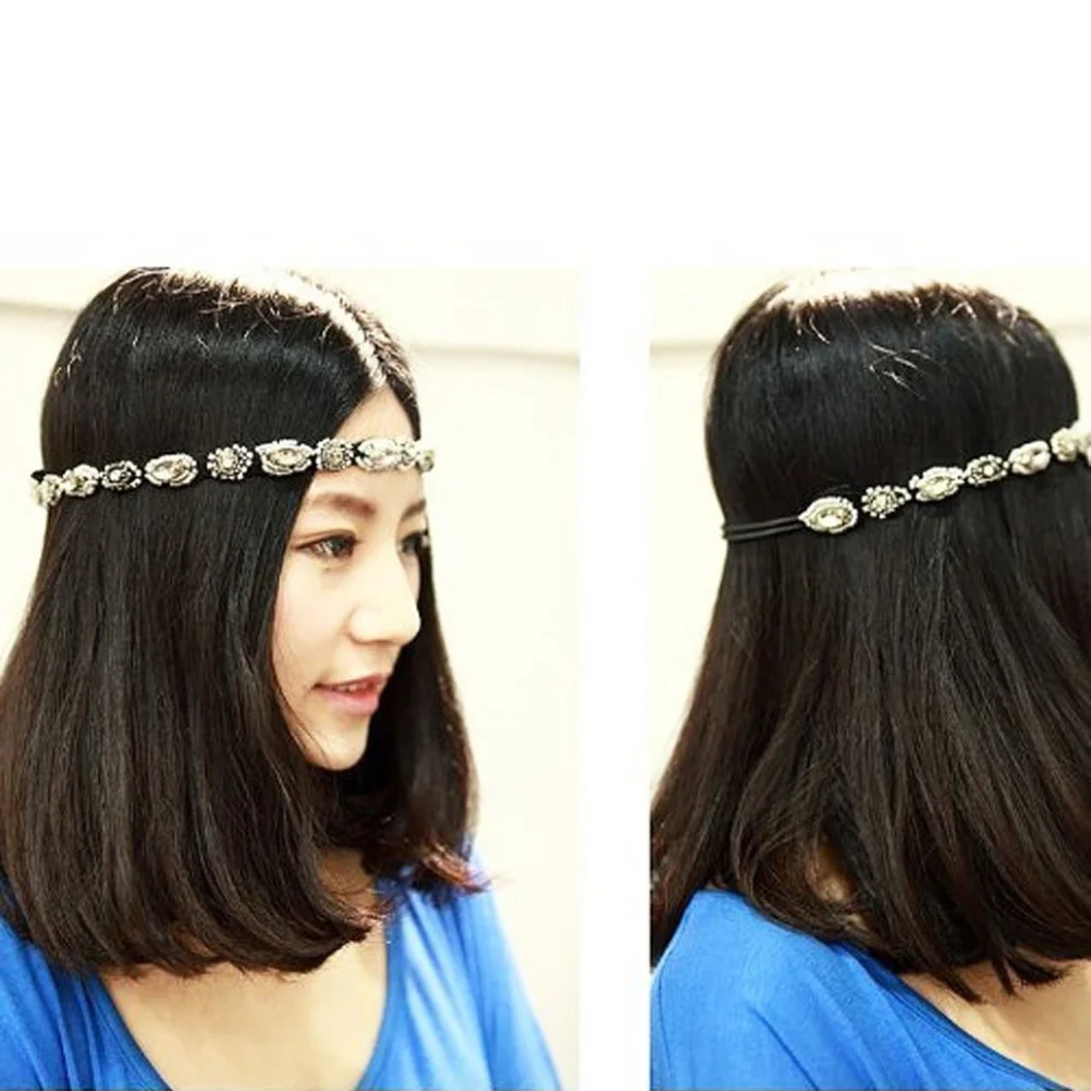 

2Pcs Rhinestone Headbands Bling Crystal Stretch Hair Bands for Women Premium Elastic Comfortable Daily Party Wear Stylish