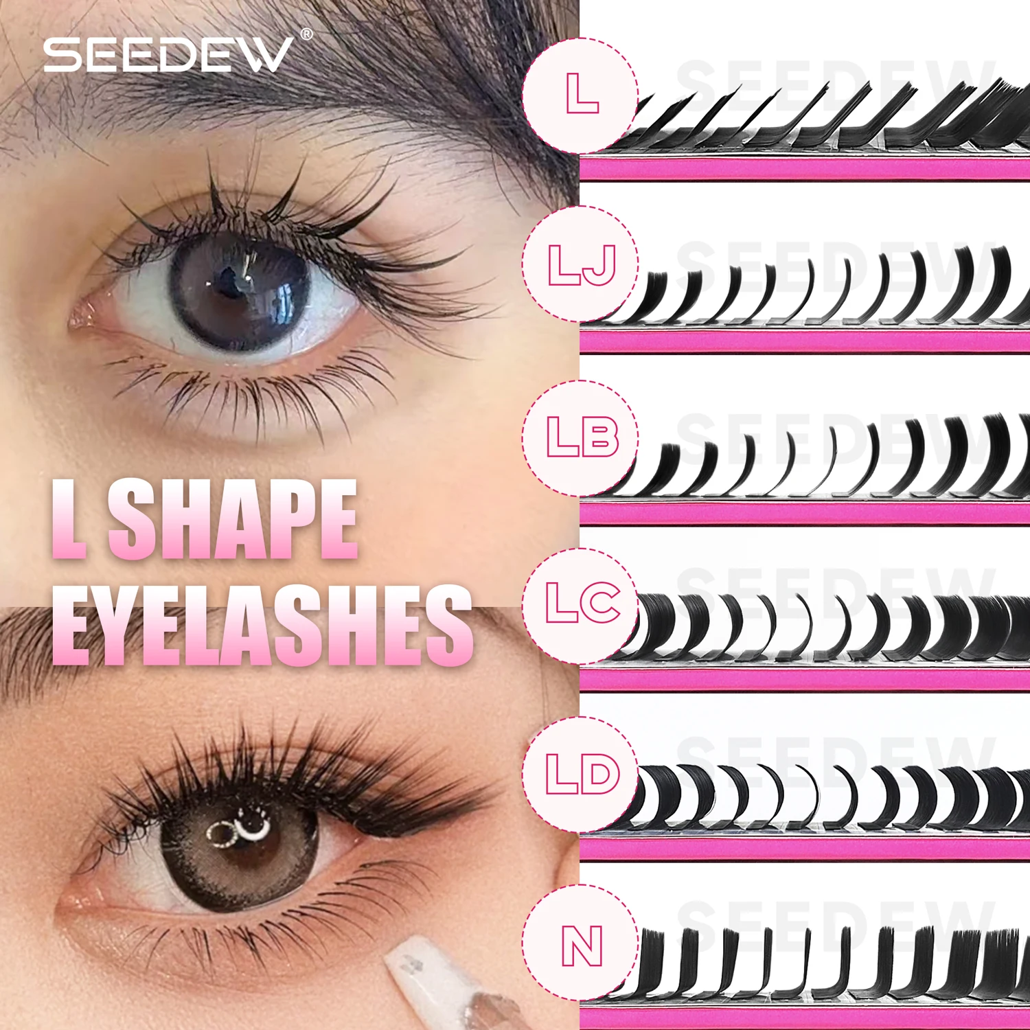 SEEDEW LJ/LB/LC/LD/N Eyelash Extensions L-shape MIX7-15mm Matte Mink Individual Eyelashes Makeup Soft Lashes