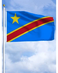 2×3FT Congo Kinshasa DRC DR Emblem Flag Polyester Printed Banner Tapestry For Decor