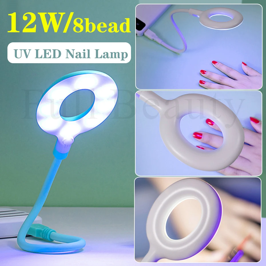 12W LED Lamp For Nails LED UV Nail Lamp Fast Drying Builder Extension Gel Polish Mini Portable Dryer Equipment Nail Tools JI2048