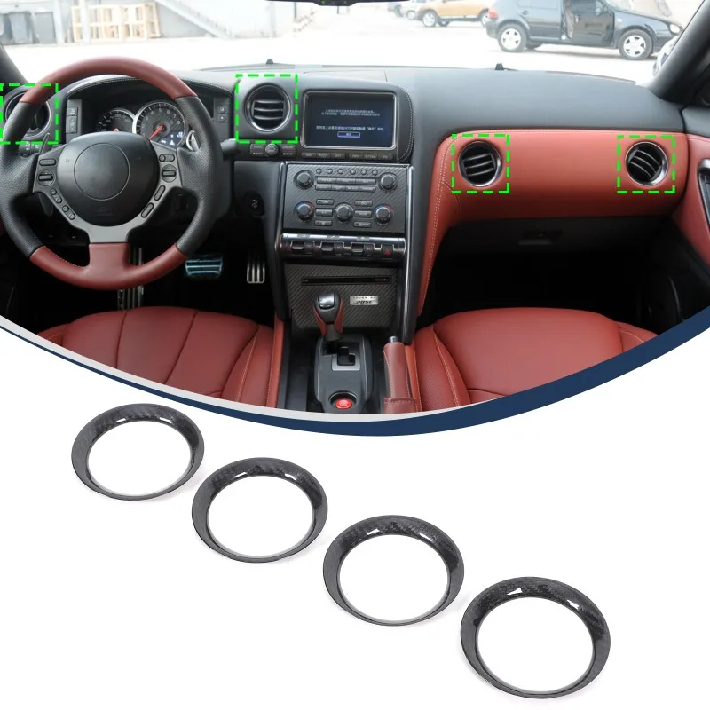 

Real Carbon Fiber Inner Ring Cover for Car Air Center Console Outlet Trim For 2008-2016 Nissan GTR R35 Interior Accessories