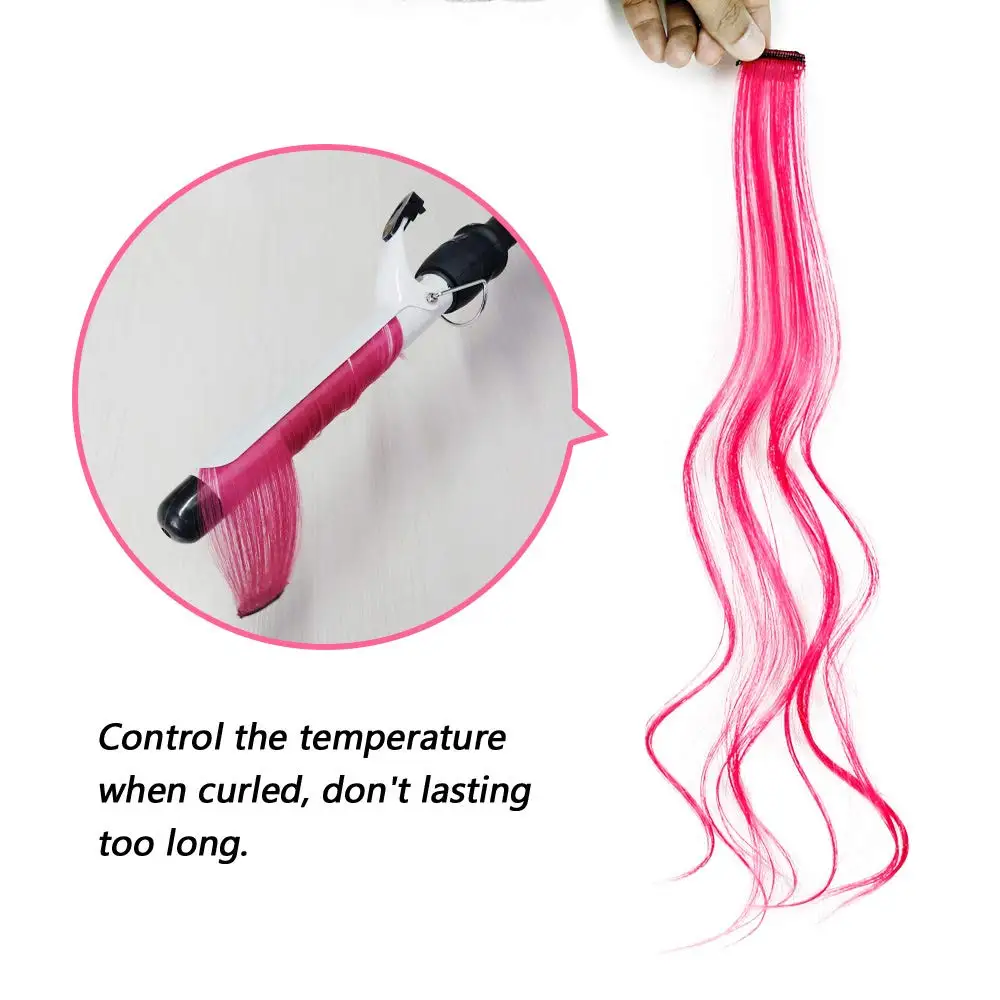 Onyx longo 20 "cor reta cabelo pedaço 10 unidades/pacote clipe de cabelo arco-íris cabelo raia rosa fios de cabelo sintético em clipes