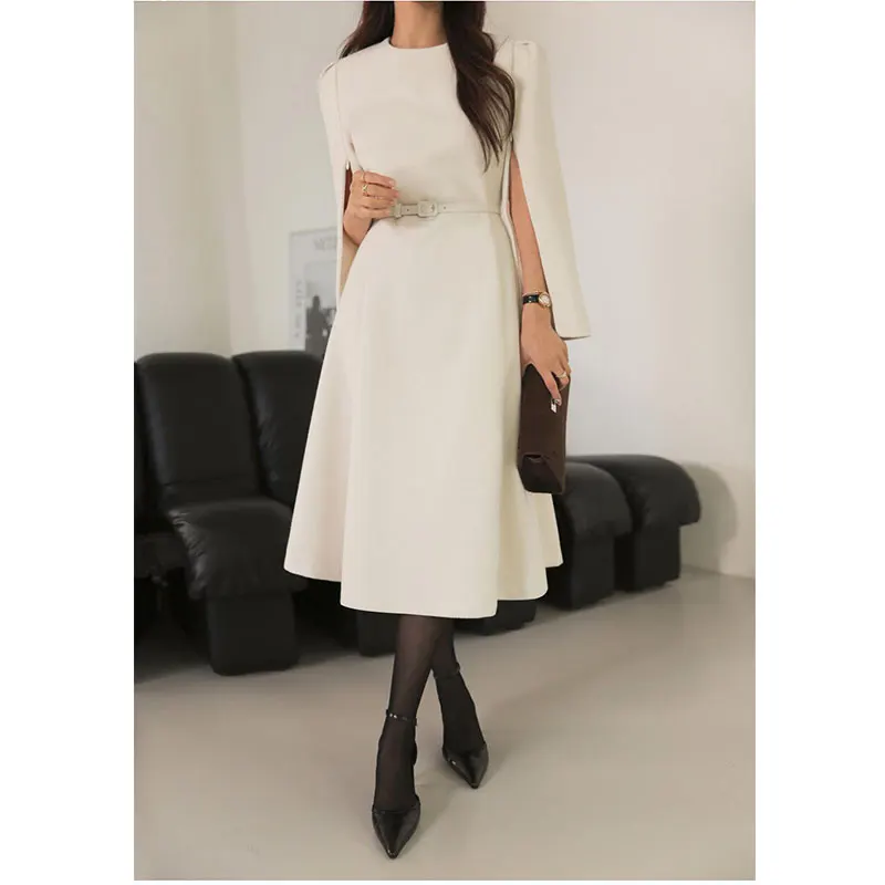 تنورة Ele Ladylike Cape Dr النسائية الراقية ذات الخصر المفصلي للتنقل على الكتف awl ميدي تنورة f Sve round Ne