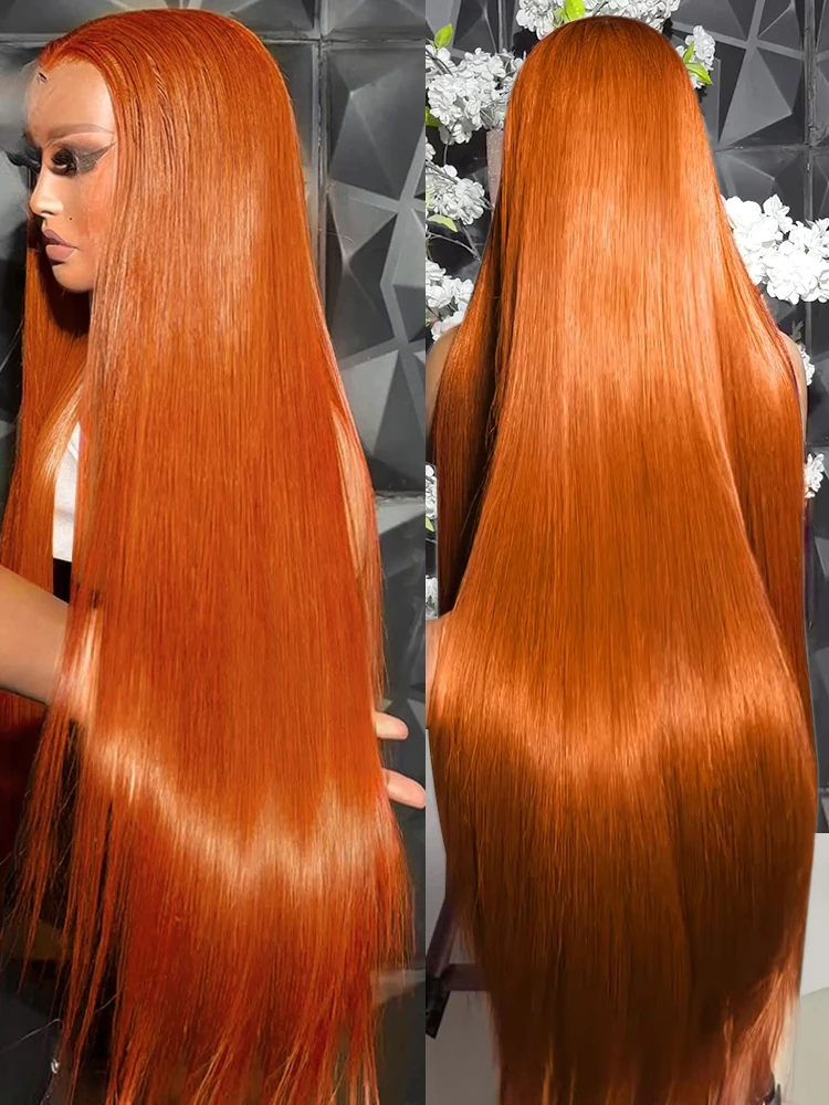 

34 Inch Ginger Wig Human Hair Orange Ginger Lace Front Wigs Human Hair Straight 13x4 HD Lace Frontal Wigs Transparent Lace Wigs