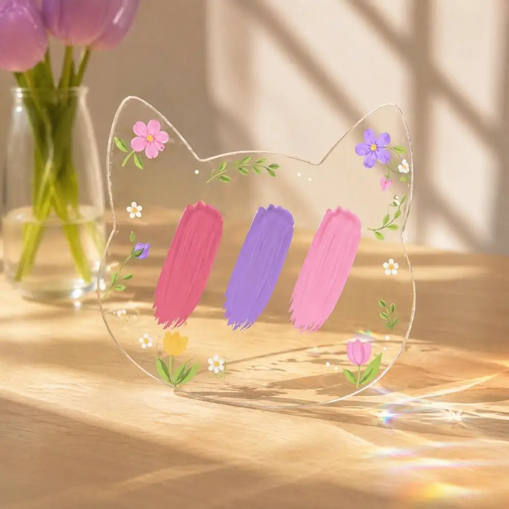 Portable Sketching Palette Cat Shaped Acrylic Palette Transparent Acrylic Cat Shaped Palette Reusable Drawing Board Diy for Kids
