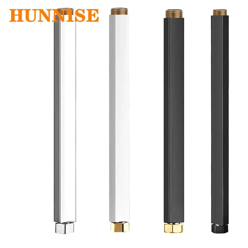 

Shower Extension Tube HUNNISE Square Bathroom Shower Arm Quality Stainless Steel Shower Extension Pipe of 38cm Extension Tube