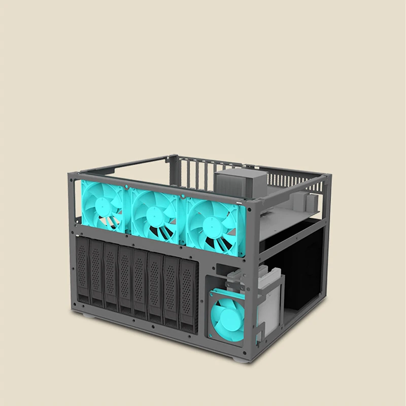 NAS Chassis Equipped with 8 Drive Bays, Aluminum Panel, and ATX Motherboard  Home Storage Server Chassis Compatible with SFX Pow