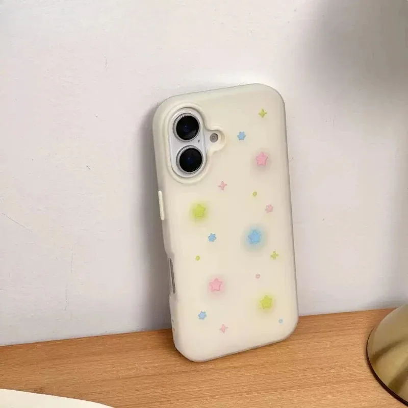 

For Honor X9C X7C X9A X9B X9 X8 X7 X7B X7 X60 Pro X60i Magic 6 5 4 Lite Phone Case Colorful Stars Matte White 2 in 1 Cover