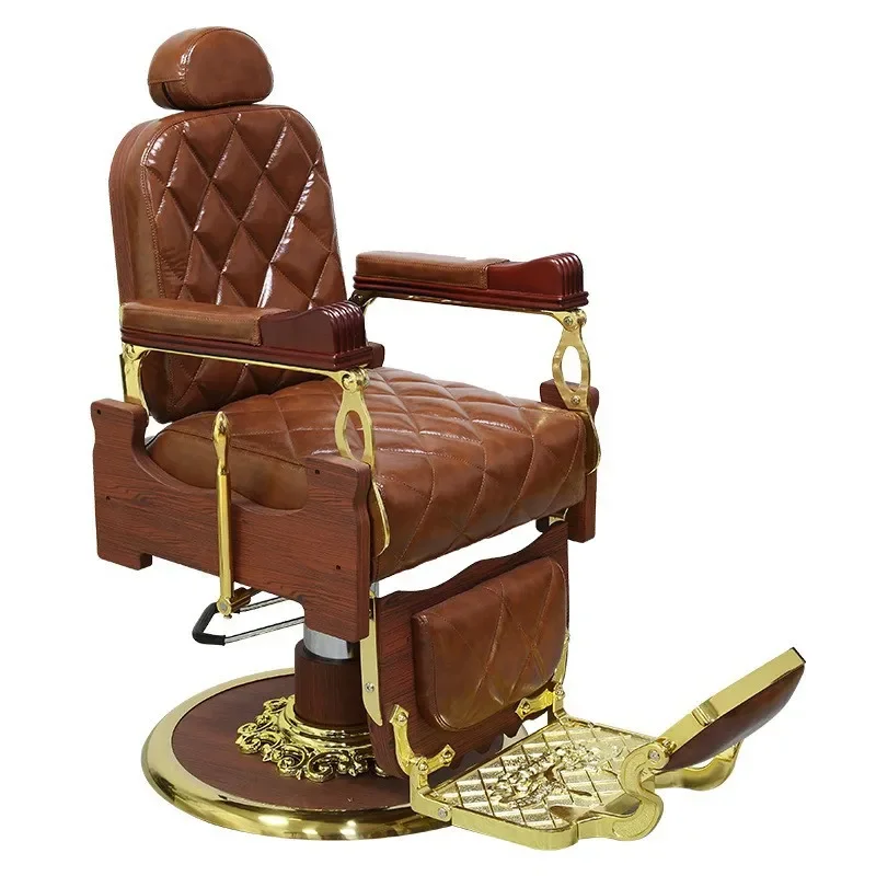 European and American men's shaving hair chair retro oil head large chair barber shop hair salon chair can be reclined hair
