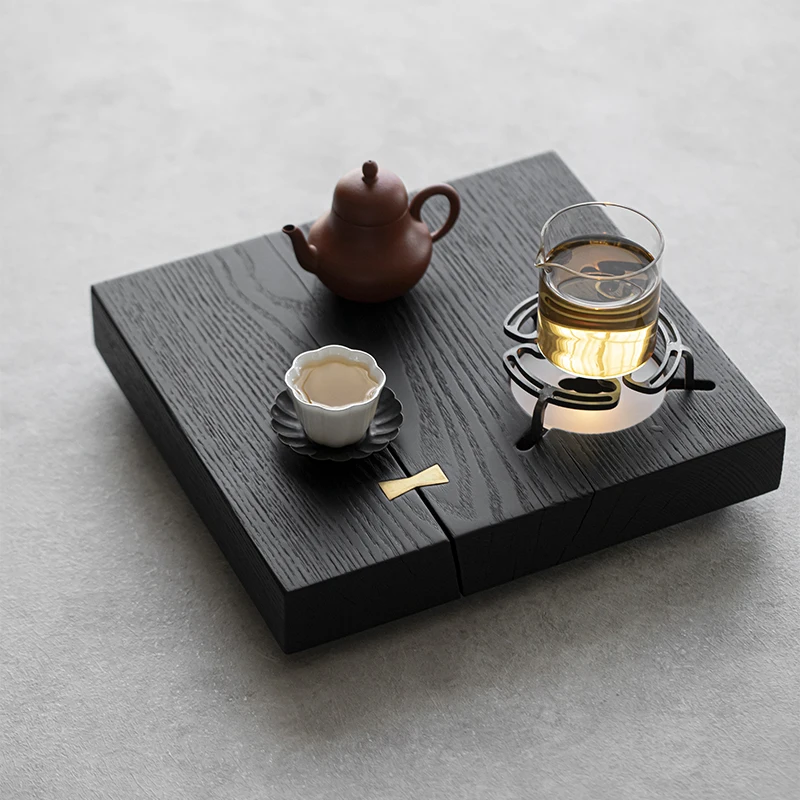 Large Wooden Candle Tea Warmer Base Alcohol Burner Japanese Style Solid Wood Tea Warmer Pot Holder Tea Tray