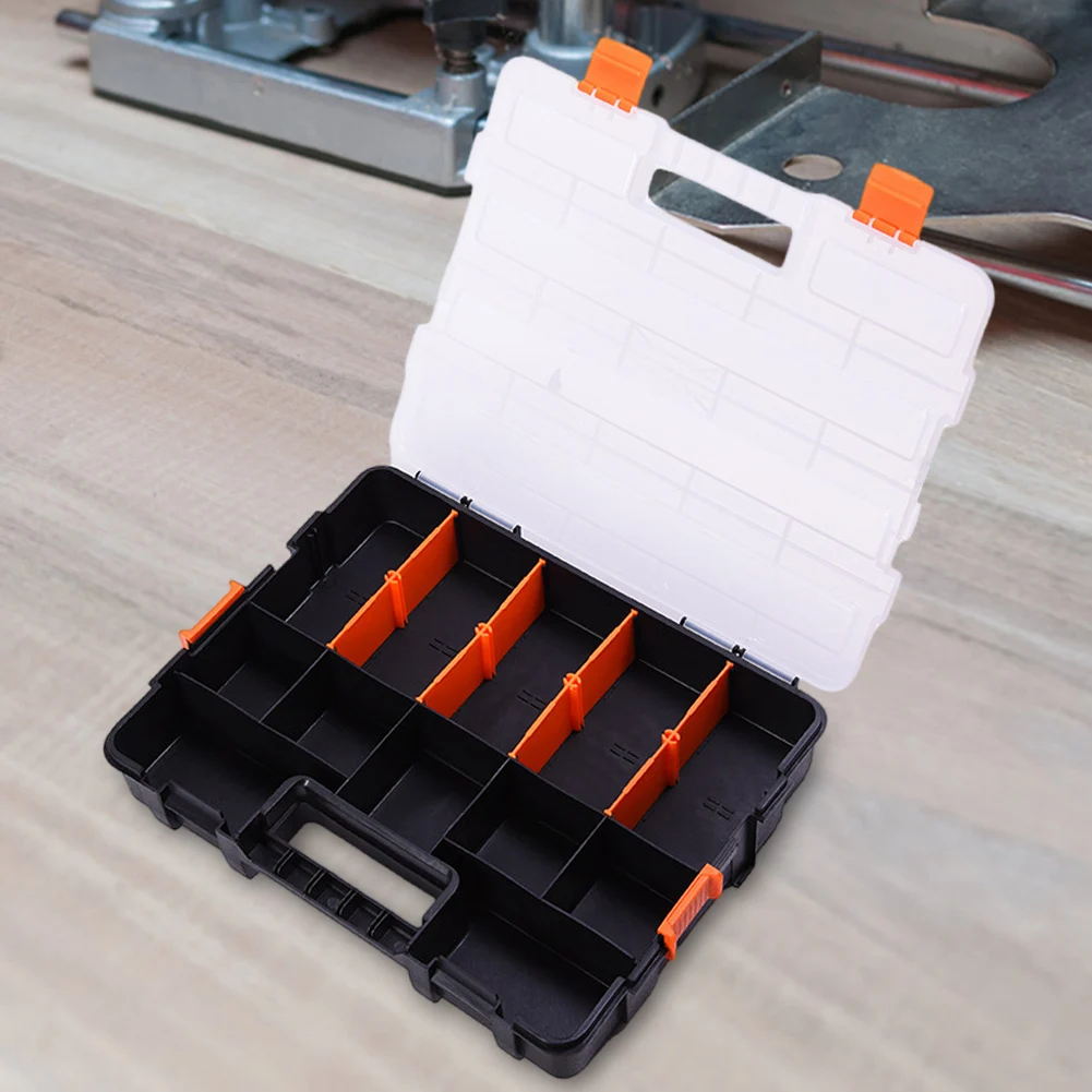 Double Side Tools Box Organizer Plastic Small Parts Storage Case Tool Storage Box Portable Tool Box for Screws Nuts Small Parts