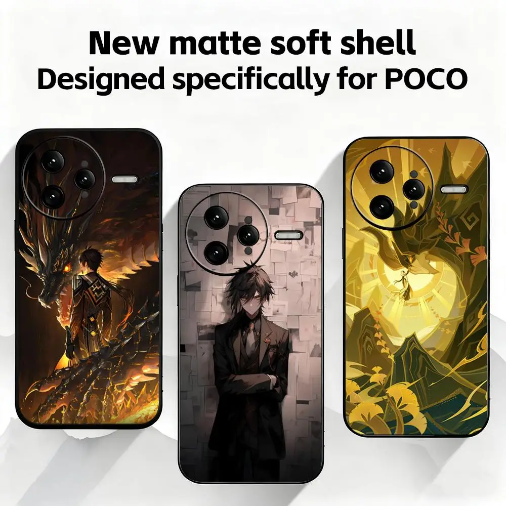 HOT GAME genshin impact  Zhongli   Phone Case For Xiaomi POCO M7 M6 M5 X7 X6 X5 F7 F6 F5 Soft Black Pro 5G Phone Cover