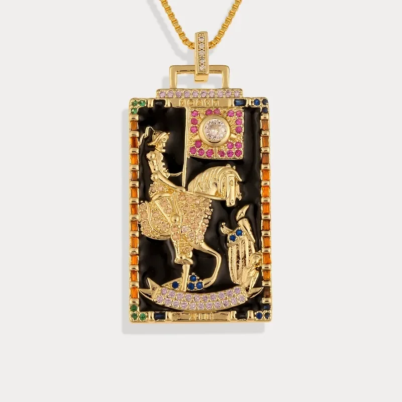 

Dripping TAROT Cross-border Europe and The United States Hot Electroplated Gold Color Tarot Pendant Necklace Dubai Jewelry Sets