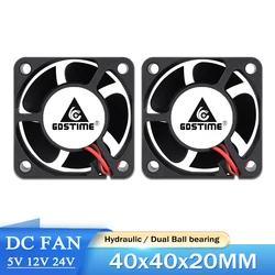 Gdstime 2PCS 5PCS 4CM DC Fan 24V 12V 5V 40x40x20MM Computer Case Cooling Fan Ball Bearing 2PIN 3PIN 4020 Axial Cooler Fan