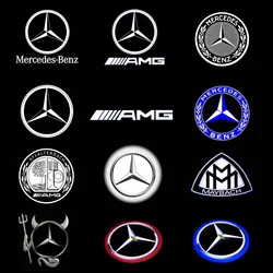 Porta de carro LED bem-vindo luz logotipo projetor, Mercedes Benz W212, W205, AMG, ML, W166, W176, W177, W213, W246, GLB, GLC, GLA, GLS, GLE, 2pcs