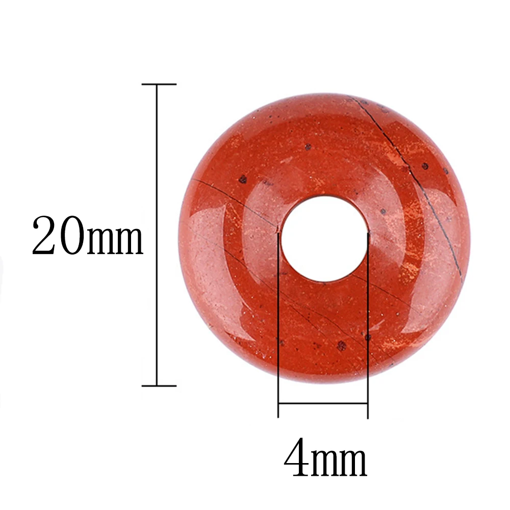 20mm Natural Round Big Hole Hollow Stone Crystal Quartz Aventurine Agate Jade Donut Charm Carved for Pendants Diy Making Gift