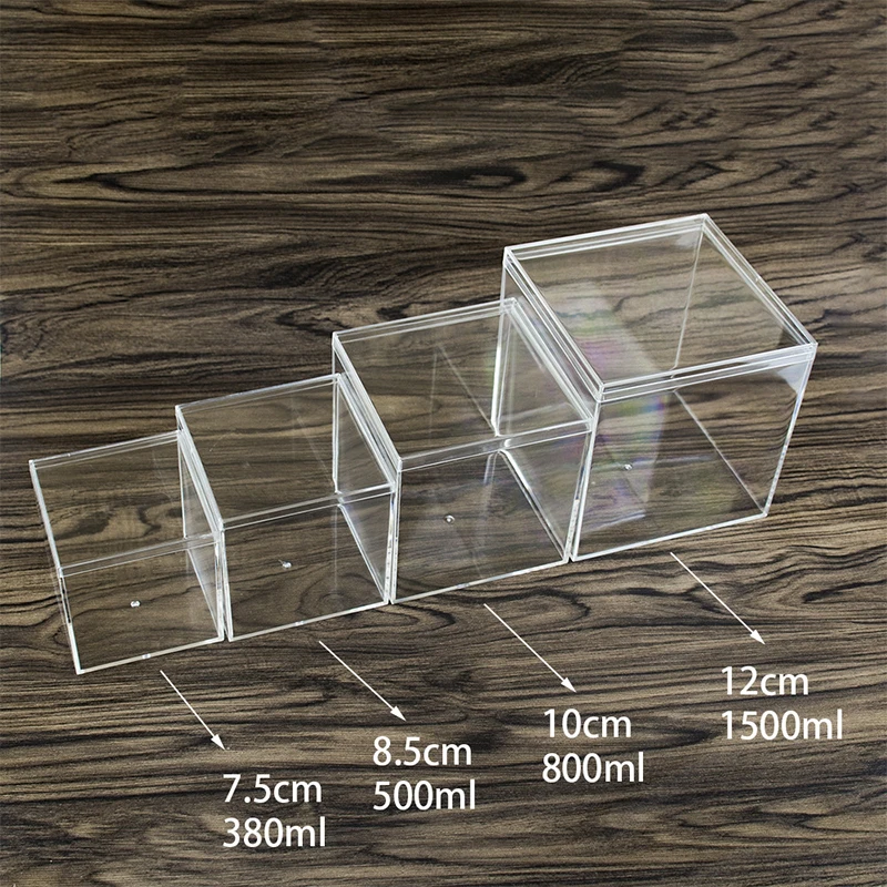 Caja cuadrada de plástico transparente, caja de cría, Mini caja de embalaje de barro de cristal de limo de caramelo