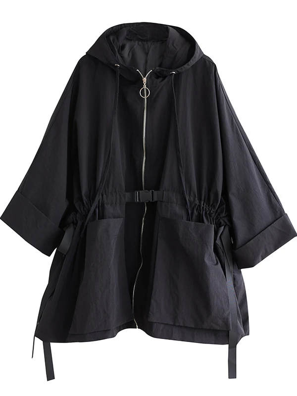 K Lazy Sle – vêtements de travail mi-longs à capuche, automne-hiver, cape ample, manteau couché à la taille, polyvalent pour dames