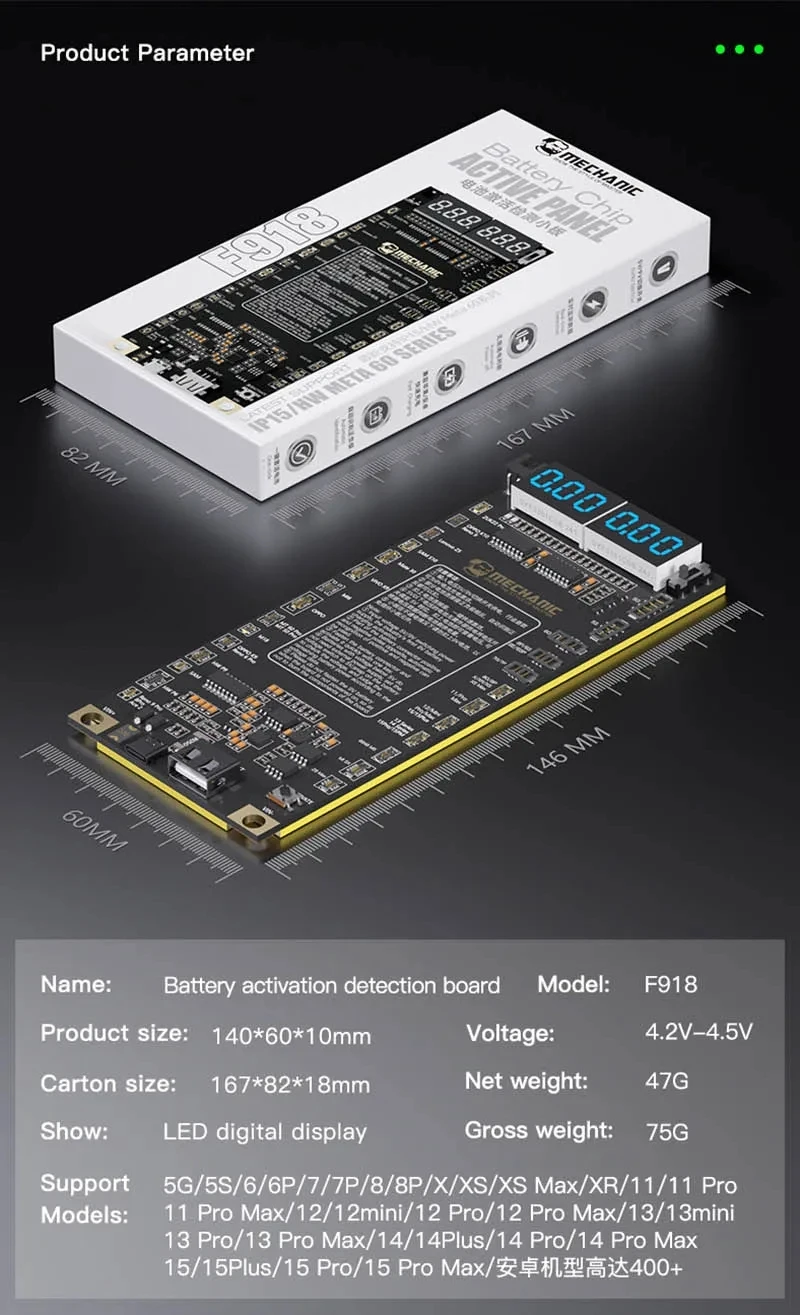 MECHANIC F918 Battery Activation Detection Board Battery Fast Charge For iPhone 5G-15 Pro Max HW Android One-click Activation
