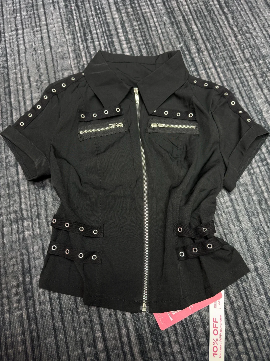 2026 Balck American Vintage Punk Street Style Tops Women's Heavy Craft Design Zipper Slim Coat Y2K Harajuku Girly Goth Shirt
