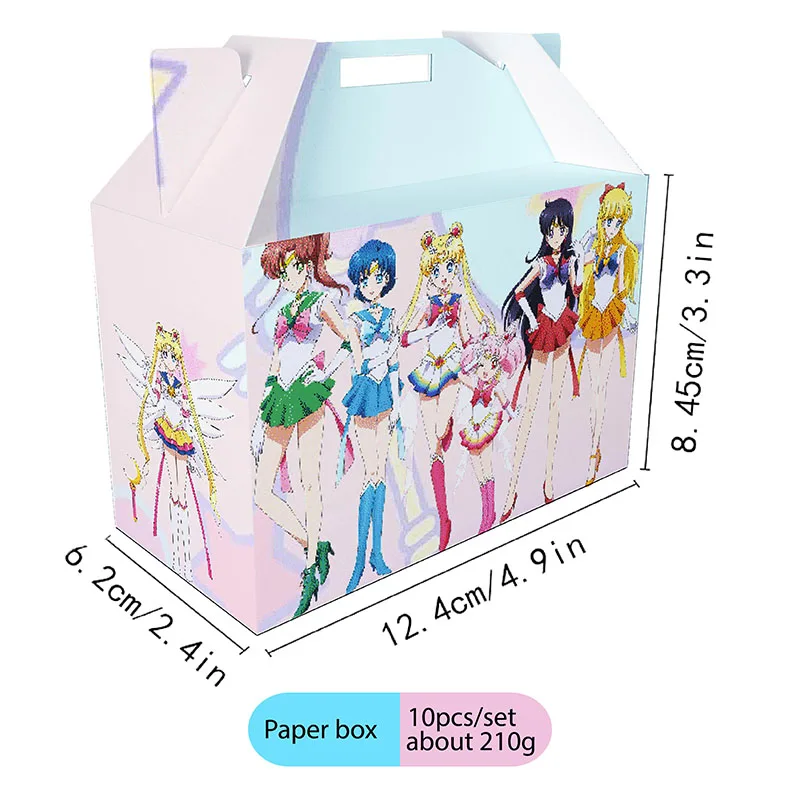 Pink Sailor Moon Cartoon Candy Box Paper Candy Cartons Popcorn Box Party Supplies Boxes Snacks Food Tub Wedding Kids Birthday Su