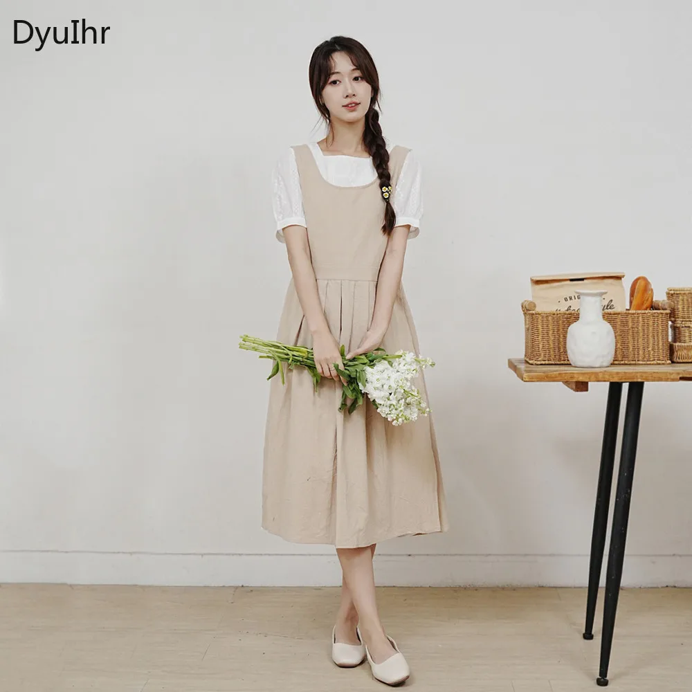 

1 шт. фартук с круглым вырезом и разрезом, юбка А-силуэта, регулируемый эластичный фартук, рабочая одежда с цветочным принтом