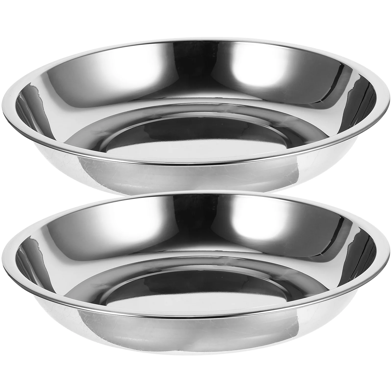 

2 Pcs Shallow Cat Food Dish Stainless Steel Bowl Bowls Dog Water Adorable Puppy