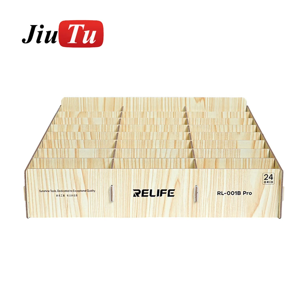 RELIFE RL-001B Pro Multifunctional Mobile Phone Storage Management Box 24 Grid Placement Rack Wooden Storage Box