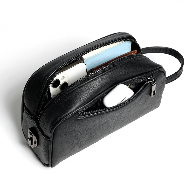 Fashion Printing Men's Bag Handbag High Quality PU Leather Clutch Bags Money Purse For Men Wasit Strap Wallets Man Pouch Bolsos