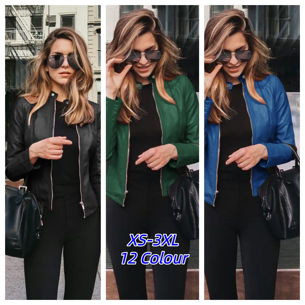 

2026 Slim Fit Faux Leather Jacket Women Classic Moto Biker PU Leater Jacket Spring Autumn Basic Zipper Coat Outerwear