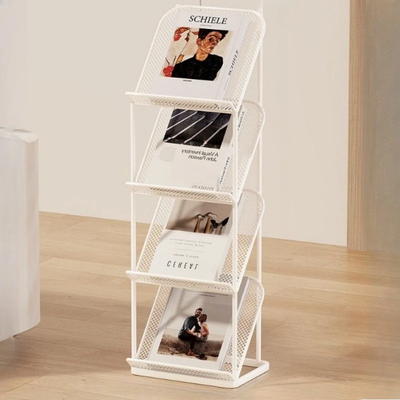 multi-layer vertical magazine racks space saving simple metal bookshelves corner display revistero de metal organizer furniture