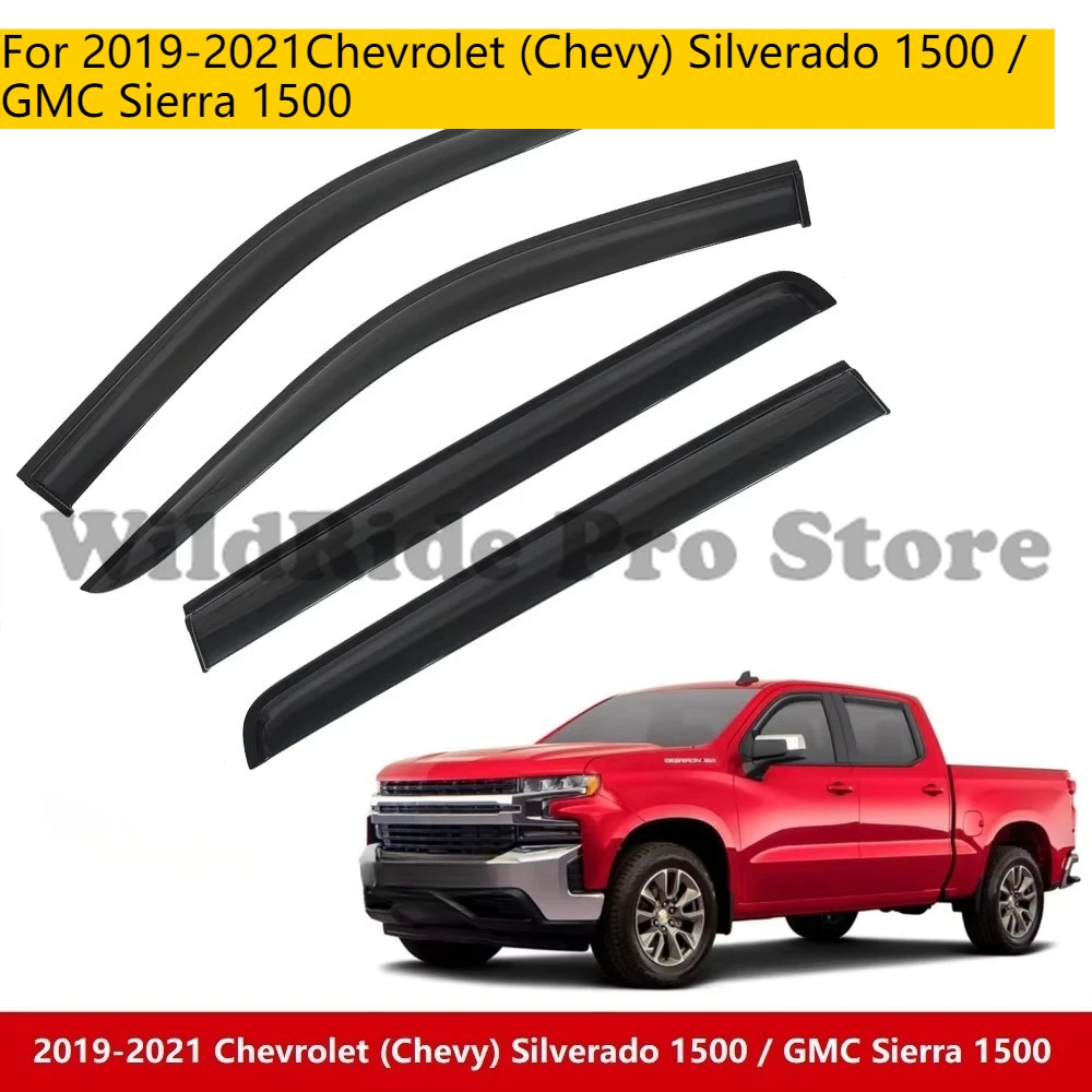 

Для Chevrolet (Chevy) Silverado 1500/GMC Sierra 1500 2019-2021 гг., козырек на окно автомобиля, ветрозащитный козырек, защита от дождя, дверной козырек, вентиляционный козырек