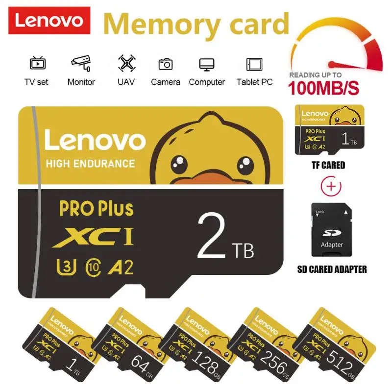 100% Original Lenovo 2TB Cartão De Memória 1TB Memory A2 Cards High-speed Transmission Memory Flash Card With Adapter For Drone