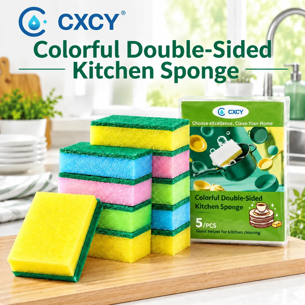 CXCY 5/10PCS Magic Sponge Cleaner Dual-Side Scrubber for Kitchen Bathroom Stain Remover Dishware Household Cleaning Tools