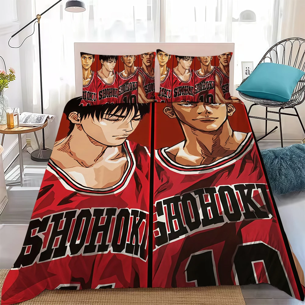 Sakuragi أنيمي سلام D-Dunk حاف مجموعة غطاء لينة غسل القطن السرير 3 قطعة الصيف مريحة طالب عنبر المنزل الطفل الفراش