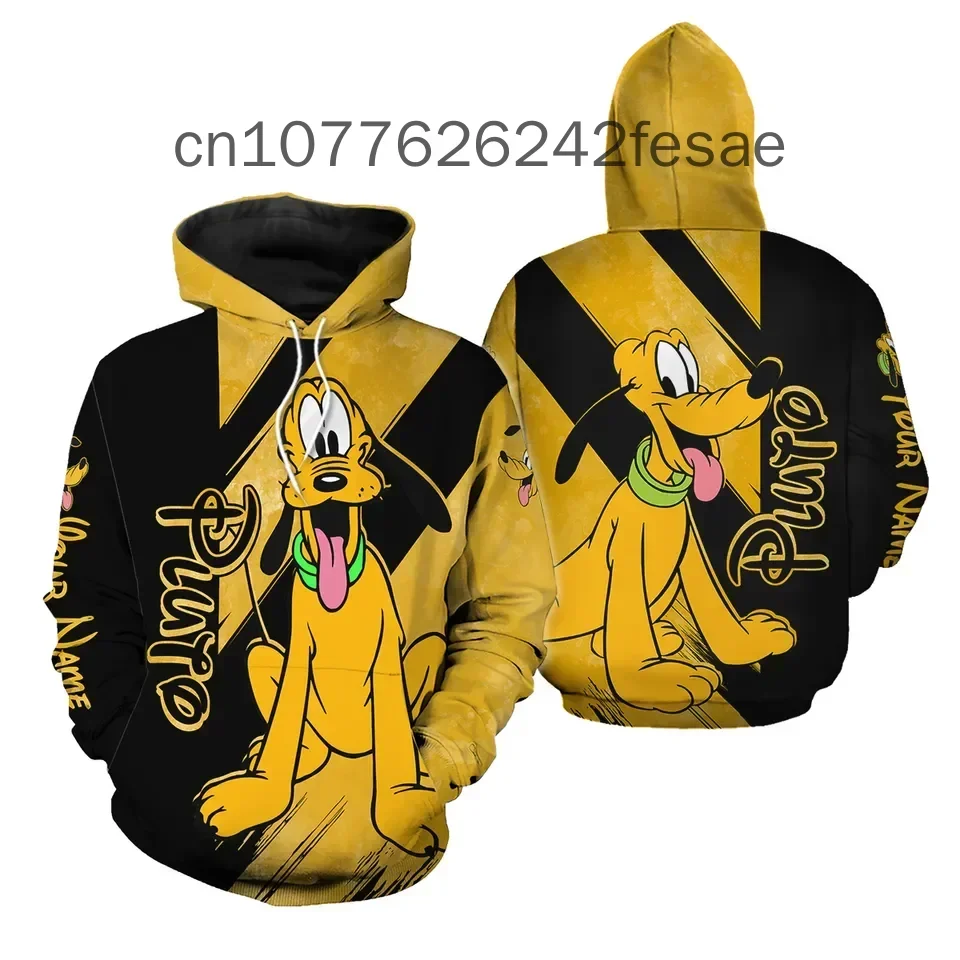 2024 Nuovo Anime Cartoon Disney Felpa con cappuccio da uomo 3D Stampato Plutone Modello Pullover Moda Street Style Quotidiano Casual Felpa con cappuccio per bambini