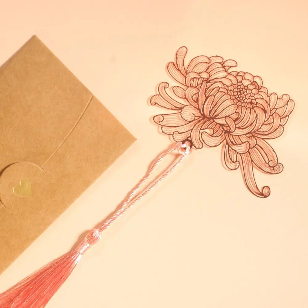 Ginkgo Leaf Hollowed Leaf Flower Bookmark Tassels Chrysanthemum Metal Reading Bookmark Chinese Style Creative