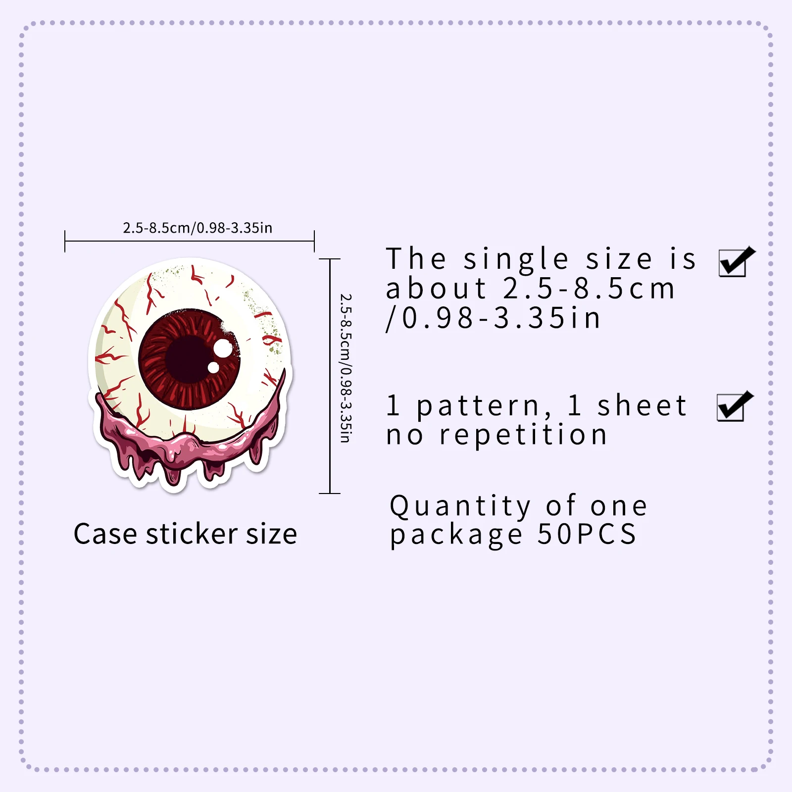 50pc Horror Eye Series Cartoon Cute Graffiti Stickers Suitcase Laptop Guitar Skateboard Personalized Decoration Stickers