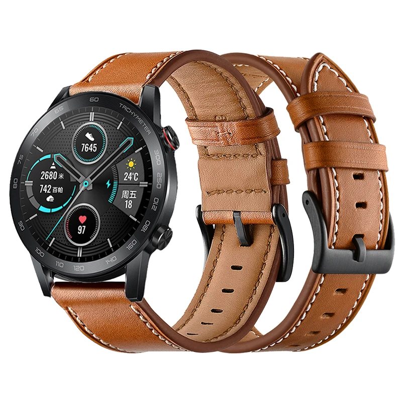 Leather Strap for Honor Magic Watch 2 46mm 42mm Smartband Watch GS 3 3i Pro Band Belt for Huawei Watch GT 3 2 46mm 42mm Bracelet