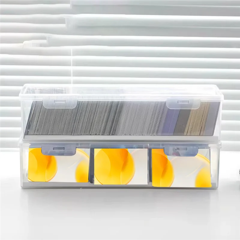 Upgraded Clear Plastic Storage Box Compartmentalized Game Cards Organizer With Adjustable Divider For PTCG/MTG Cards