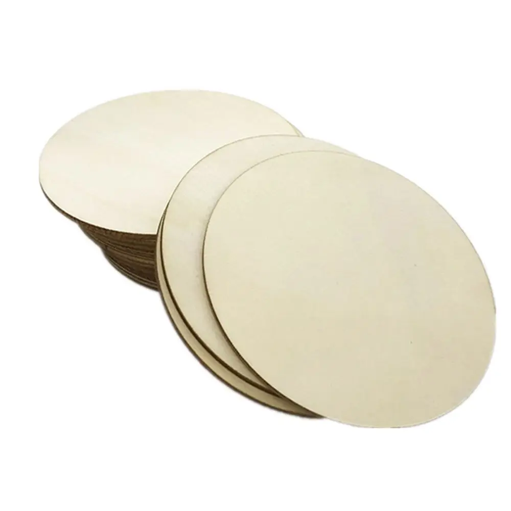 

Unfinished 5-100Pcs Circle Discs Wooden DIY Crafts Birthday Ornament Decor Wood Slices Wood Craft Painting