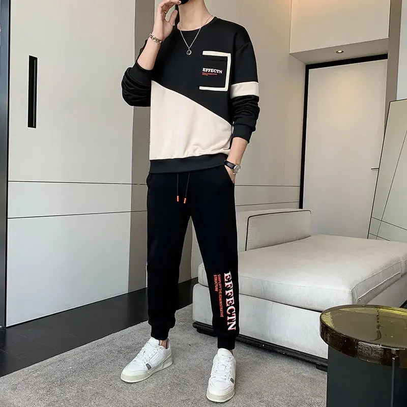 Sports Suits Sweatpants Pants Sets Black Men\'s Clothing Sportswear Tracksuit Alphabet T Shirt Man Offer Comfortable Top Casual