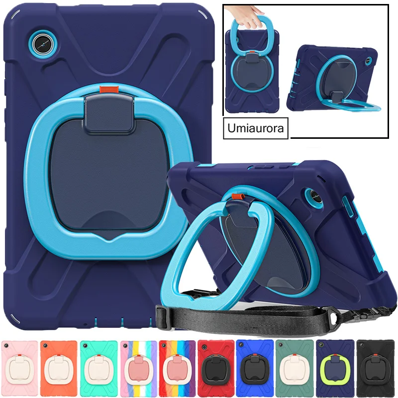 For Samsung Tab A7 A8 A9 Plus SM-X210 X110 X200 T220 S6 Lite 10.4 Shockproof Silicon PC Tablet Case Pull Ring Stand Rugged Cover