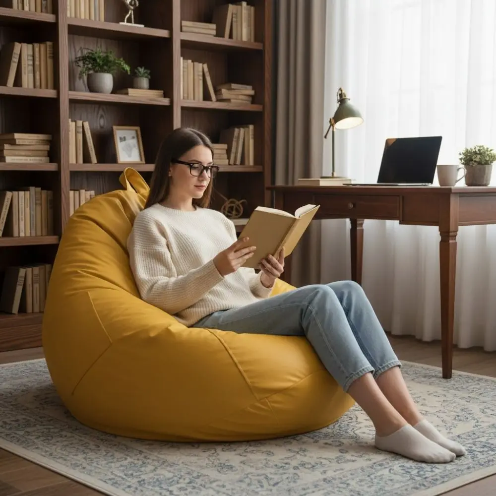 Waterproof Lazy Sofa Bean Bag Stain-resistant with Handle and Pocket Bean Bag Chair Sofa Cover Removable Wear-resistant