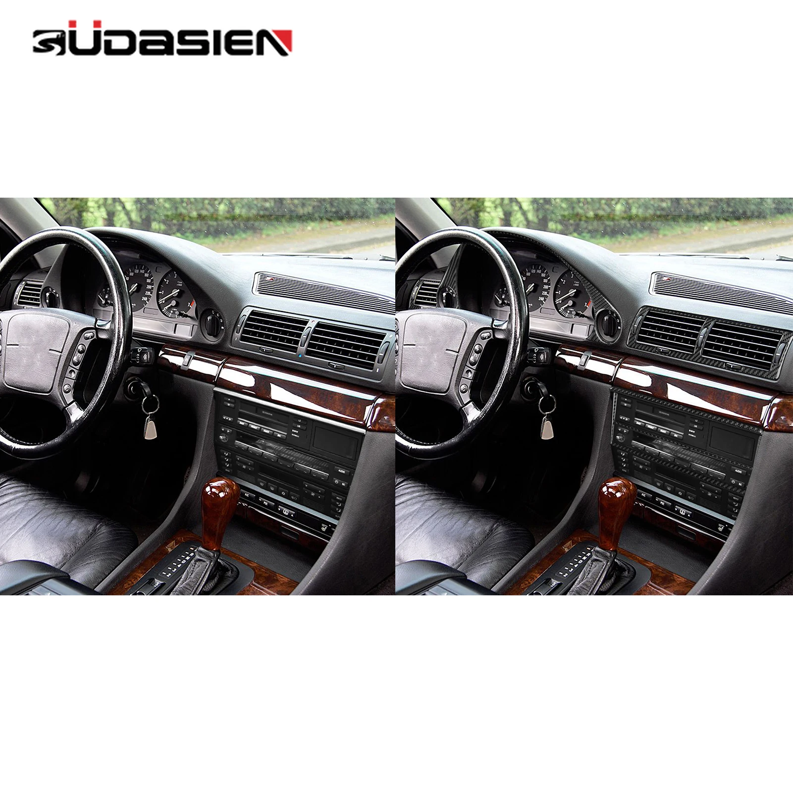 Suitable for BMW 740 E38 1994-2001 Car Air Conditioning/radio Set Panel Decoration Sticker Carbon Fiber Interior Modification.